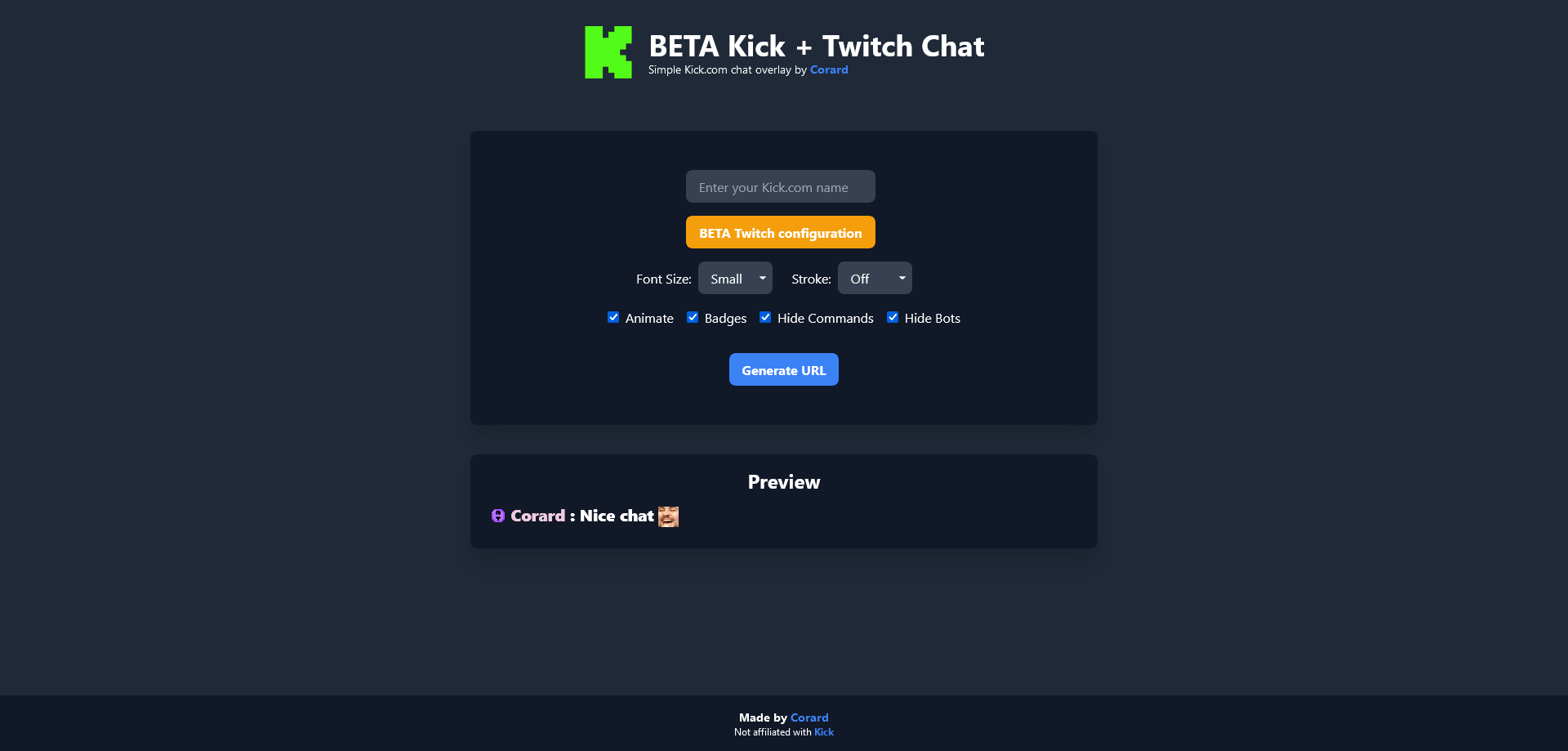 Beta kick chat overlay